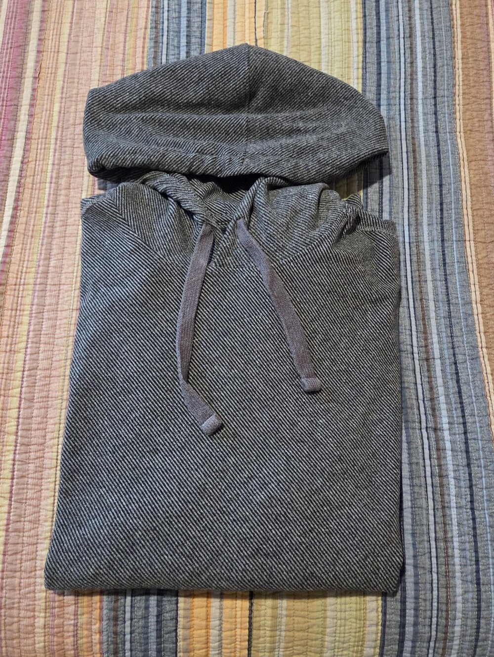 Jachs New York Hooded Pullover Sweater - Charcoal Gray Black Stripes Men's Large